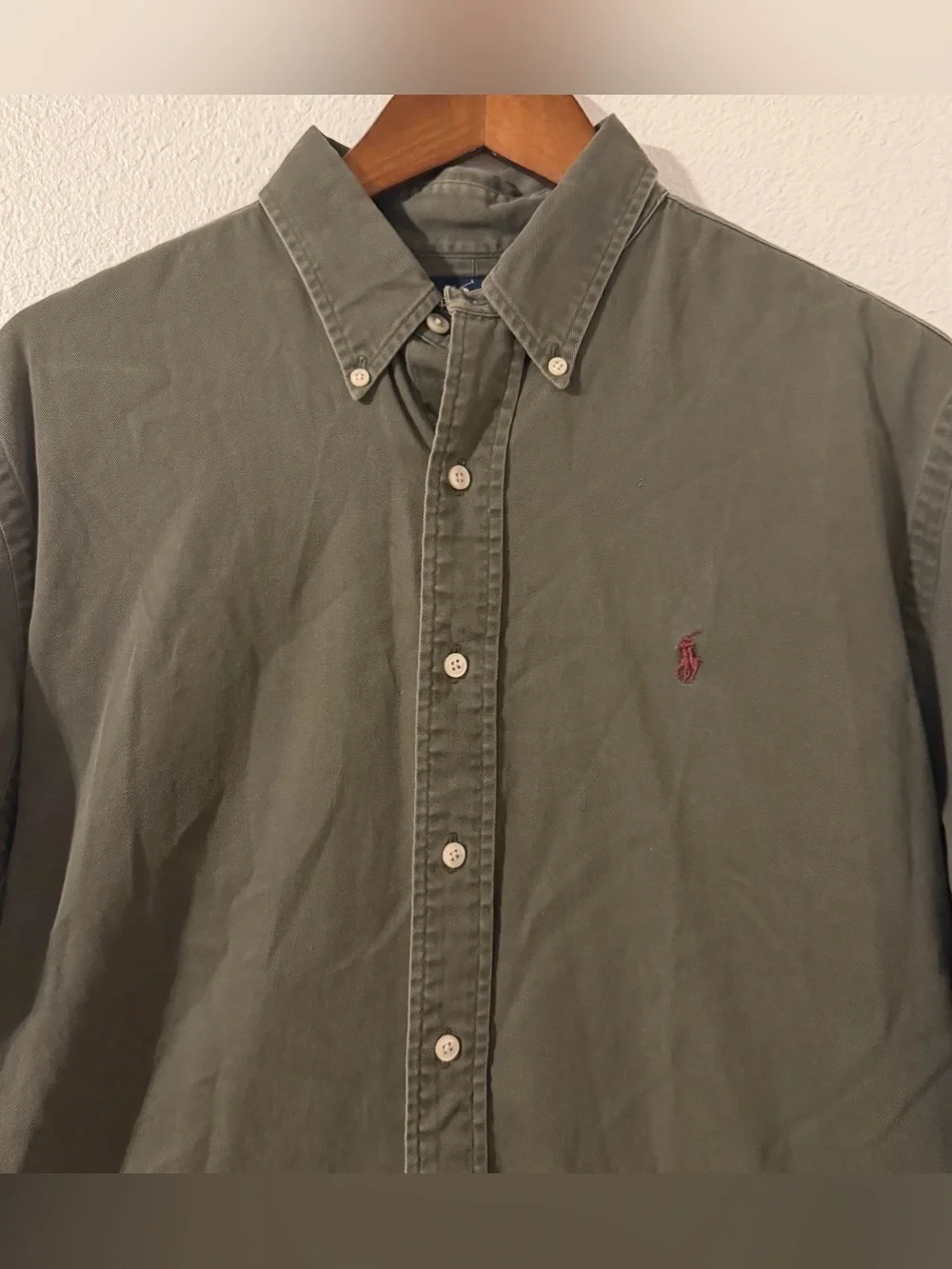 Polo Ralph Lauren Shirt Large Dark Green Outdoor Long Sleeve Casual Men Pony